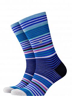 Полосатые носки из шерсти и полиамида Burlington 21057 Stripe SO (муж.) Синий 6270