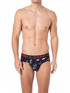 Эластичные брифы на широкой резинке синего цвета Jockey 151823Hc499