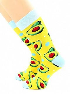 Яркие носки с экзотическим принтом "Авокадо" желтого цвета Hobby Line