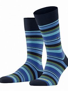 Полосатые носки из смеси хлопка и полиамида Burlington 21954 Polo Stripe SO Темный-синий (6120)