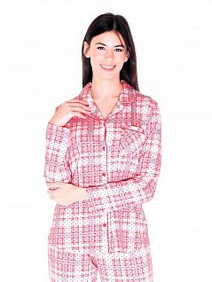 Пижама в шотландскую клетку из рубашки с длинным рукавом и брюк LTBS50329 BlackSpade красный