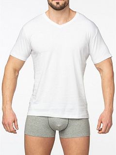 Классическая футболка с V-образным вырезом белого цвета Sergio Dallini RTSDT751-1