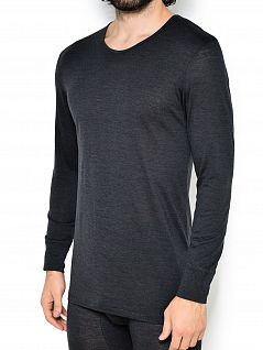 Мужской лонгслив из шерсти и хлопка темно-серого цвета Zimmerli 710-1451c82