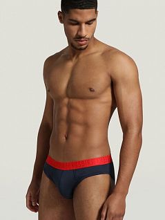 Набор брифов на красной пришивной резинке (2шт) Bikkembergs BKK1USP04cBlue