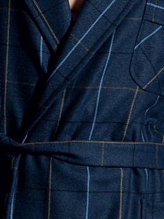 Свободный халат с карманами в клетку синего цвета PJ-B&B_Cortina blue