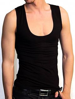 Мужская майка черного цвета с большим вырезом Doreanse Cotton Basic 2050c01 распродажа