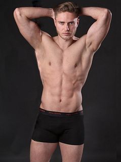 Облегающие мужские трусы боксеры из мягкого модала черного цвета Jolidon Uomo N246 черный (nero)