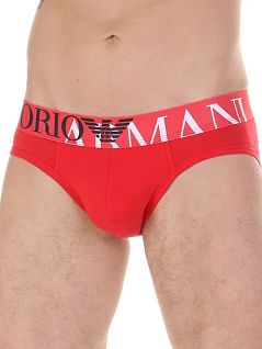 Облегающие брифы из хлопка красного цвета Emporio Armani RT45279