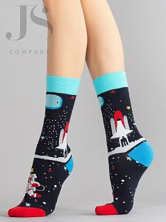 Хлопковые носки с ярким рисунком HOBBY JSHOBBY 80131-5-01 унисекс, "Через терни к звездам" (5 пар) темно-синий hbl