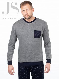 Пижама из джемпера с нагрудным карманом декорирован надписью "Golf Club Enrico Coveri" и рисунком "скрещенные клюшки" и брюк Enrico Coveri JSEP 6072 pigiama grigio ecv