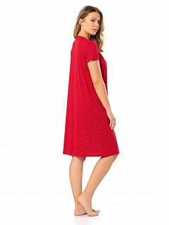 Практичное платье с V-образным вырезом горловины с планкой с изящными пуговицами-жемчужинами LT3293 Turen красный