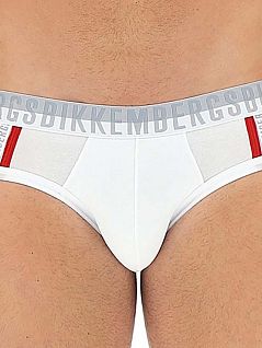 Брифы на эластичной резинке с фирменным логотипом белого цвета BIKKEMBERGS VBKT04981c1100