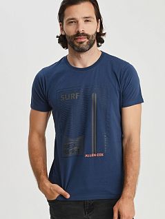 Хлопковая футболка свободного кроя цвета деним Allen Cox 736021cdenim