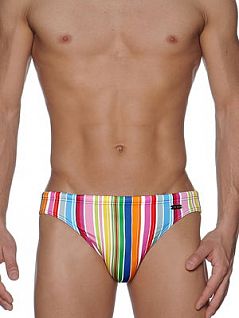 Радужные пляжные плавки в полоску HOM Multistripes 07714cM9