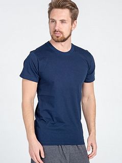 Футболка для мужчин из натурального хлопка с коротким рукавом PJ-Snelly Uomo_7015 blu