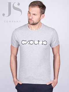 Облегающая футболка с фирменной надписью на груди Oxouno JSOXO 0059-095 KULIR SLIM U-вырез серый oxo