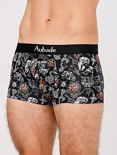 Стильные боксеры с принтом из хлопка и модала черного цвета Aubade XB79TcBLACK