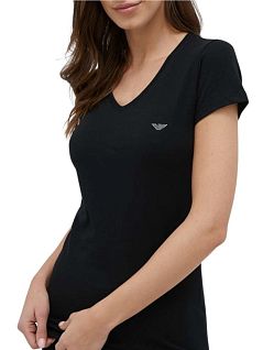 Эластичная футболка с V-образным вырезом черного цвета Emporio Armani RT164407_CC318 00120