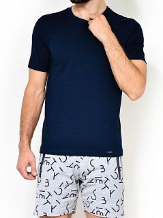 Футболка из гладкого хлопка Hanro 075050ханро_1610 Синий 1610