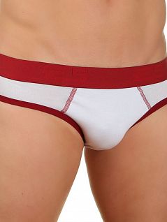 Мужские брифы с красной окантовкой белого цвета E5 Underwear RT27841