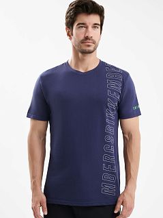 Оригинальная футболка из мягкого хлопка темно-синего цвета Bikkembergs BKK25MTS01cNavy