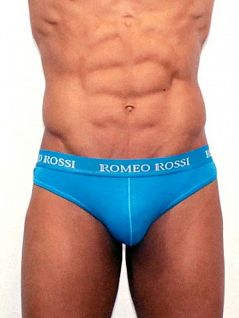 Мягкие голубые стринги с широким поясом Romeo Rossi Thongs R1006-10