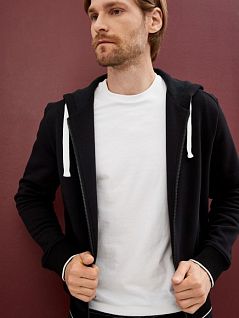Толстовка из хлопкового флиса с застежкой на молнии черного цвета Ermenegildo Zegna N6MK01130c001