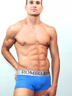 Мягкие синие мужские трусы из хлопка с широкой стильной резинкой Romeo Rossi Heaps R00014-9 распродажа