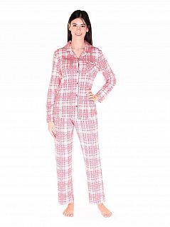 Пижама в шотландскую клетку из рубашки с длинным рукавом и брюк LTBS50329 BlackSpade красный