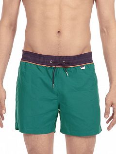 Яркие мужские пляжные шорты зеленого цвета с контрастным поясом HOM Sunny 40c0522c1690