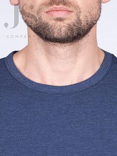 Эластичный лонгслив из хлопка с длинным рукавом Oxouno JSOXO 0379 KULIR 01 Slim fit U-вырез синий меланж oxo