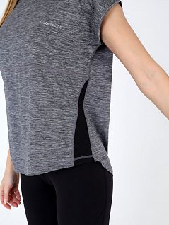 Женская футболка для фитнеса с вставками по бокам LTBS6862 BlackSpade серый меланж