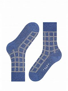 Теплые носки из хлопка и шерсти в клетку Falke 12467 SensAllTimeRise Синий 6600