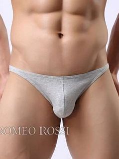 Трусы мужские брифы на низкой посадке серого цвета ROMEO ROSSI R2001-3