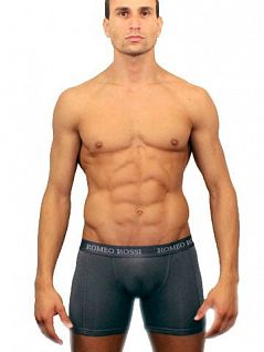 Удобные мужские трусы боксеры серого цвета с длинной штаниной Romeo Rossi Long boxers R7001-4