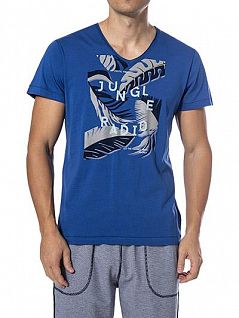 Качественная футболка из хлопка и модала JOCKEY 517024H (муж.) Синий B43