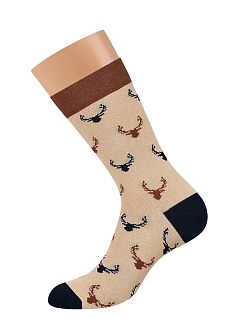Оригинальные носки с разноцветным рисунком "олени" Omsa JSSTYLE 508 (5 пар) beige oms