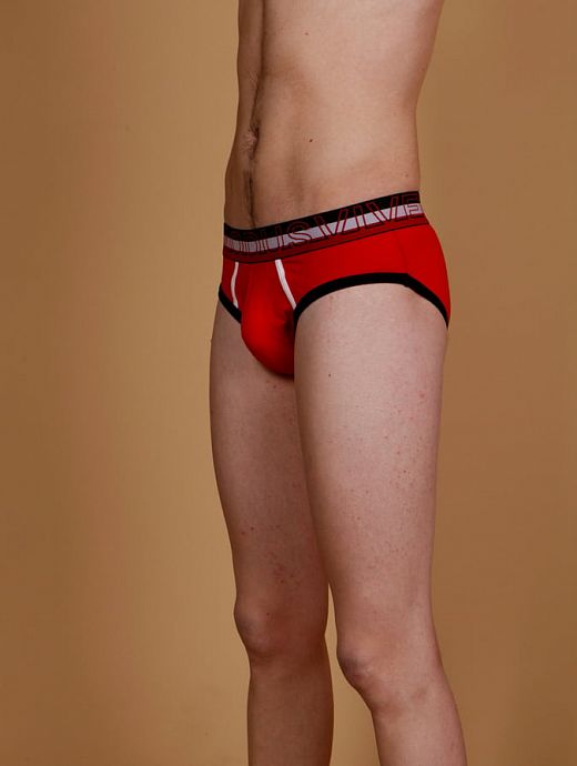 Мужские трусы слипы Modus Vivendi 05011 красные с черными и белыми полосками Мужские трусы слипы Modus Vivendi 05011 красные с черными и белыми полосками