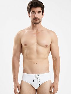 Классические плавки брифы из мягкого полиамида белого цвета Bikkembergs BKK25MSP01cWhite