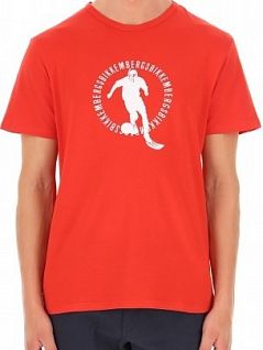 Яркая футболка из хлопковой ткани красного цвета BIKKEMBERGS BKK1MTS02cRed