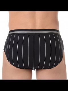 Эластичные мужские трусы в полоску черного цвета HOM Elegant 33c8923c0004