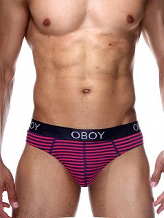 Анатомические стринги на пришивной резинке в малиново-синюю полоску Oboy 6613c06 распродажа