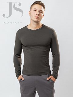 Облегающий лонгслив из хлопка и эластана Oxouno JSOXO 0636 KULIR 01 Slim fit U-вырез хаки oxo