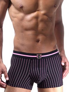 Мужские черные трусы хипсы в нежную розовую полоску HOM Smart Stripes 02175cK9