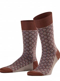 Гладкие носки с контрастным узором FALKE 14063 Sartorial EyeSO (муж.) Бежевый (4171)