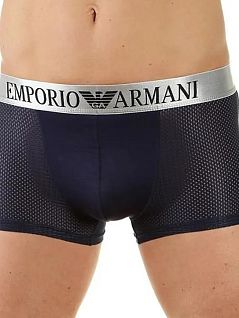 Привлекательные боксеры в сеточку темно-синего цвета Emporio Armani RT26157