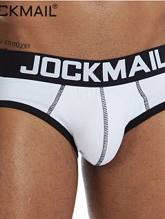 Стильные брифы на контрастной резинке белого цвета JOCKMAIL RTJM2032-1