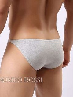 Трусы мужские брифы на низкой посадке серого цвета ROMEO ROSSI R2001-3
