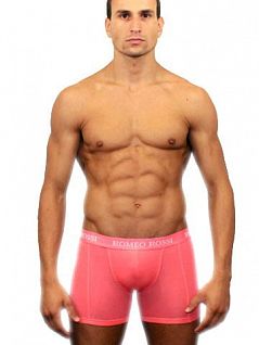Яркие мужские трусы боксеры розового цвета Romeo Rossi Long boxers R7001-12