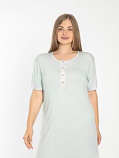 Однотонная ночная сорочка с планкой на пуговицах LTC840-442 CONFEO светло-зеленый